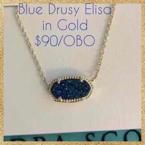 Elisa necklace in Blue Drusy