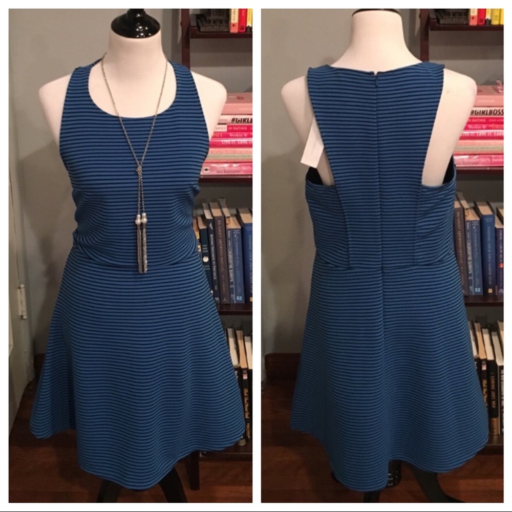 BCBGeneration Blue Pinstripe Fit & Flare