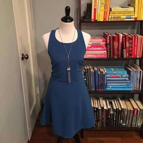 BCBGeneration Blue Pinstripe Fit & Flare - Picture 2 of 8