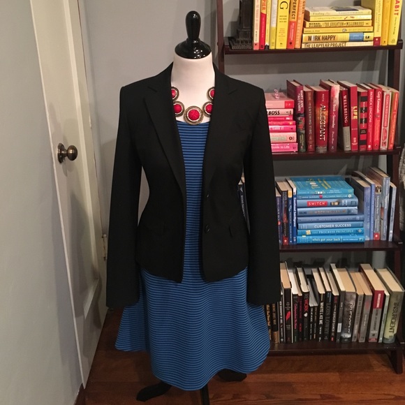 BCBGeneration Blue Pinstripe Fit & Flare - Picture 3 of 8