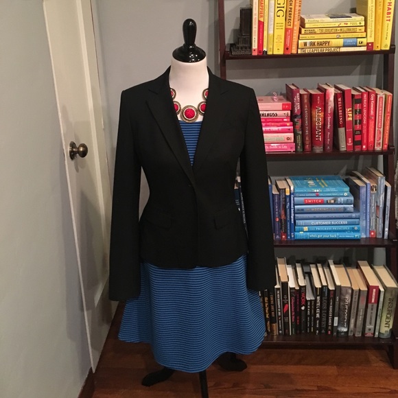 BCBGeneration Blue Pinstripe Fit & Flare - Picture 4 of 8