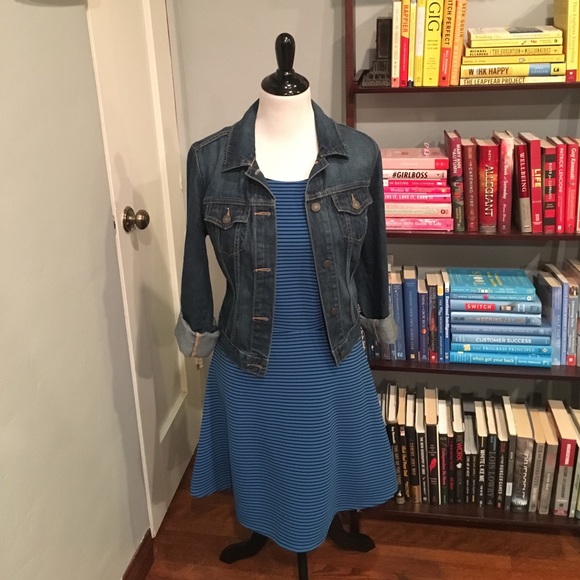 BCBGeneration Blue Pinstripe Fit & Flare - Picture 5 of 8