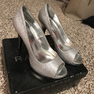 Rampage Silver Sparkly Heels