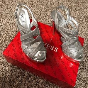 Guess Silver Sparkly Heels