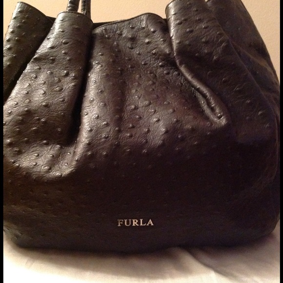 Furla Ostrich Embossed Pompidou Shoulder Bag - Picture 2 of 6