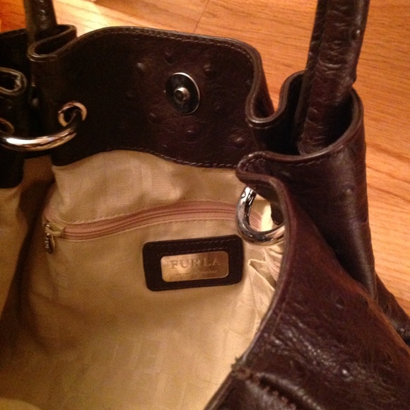 Furla Ostrich Embossed Pompidou Shoulder Bag - Picture 3 of 6