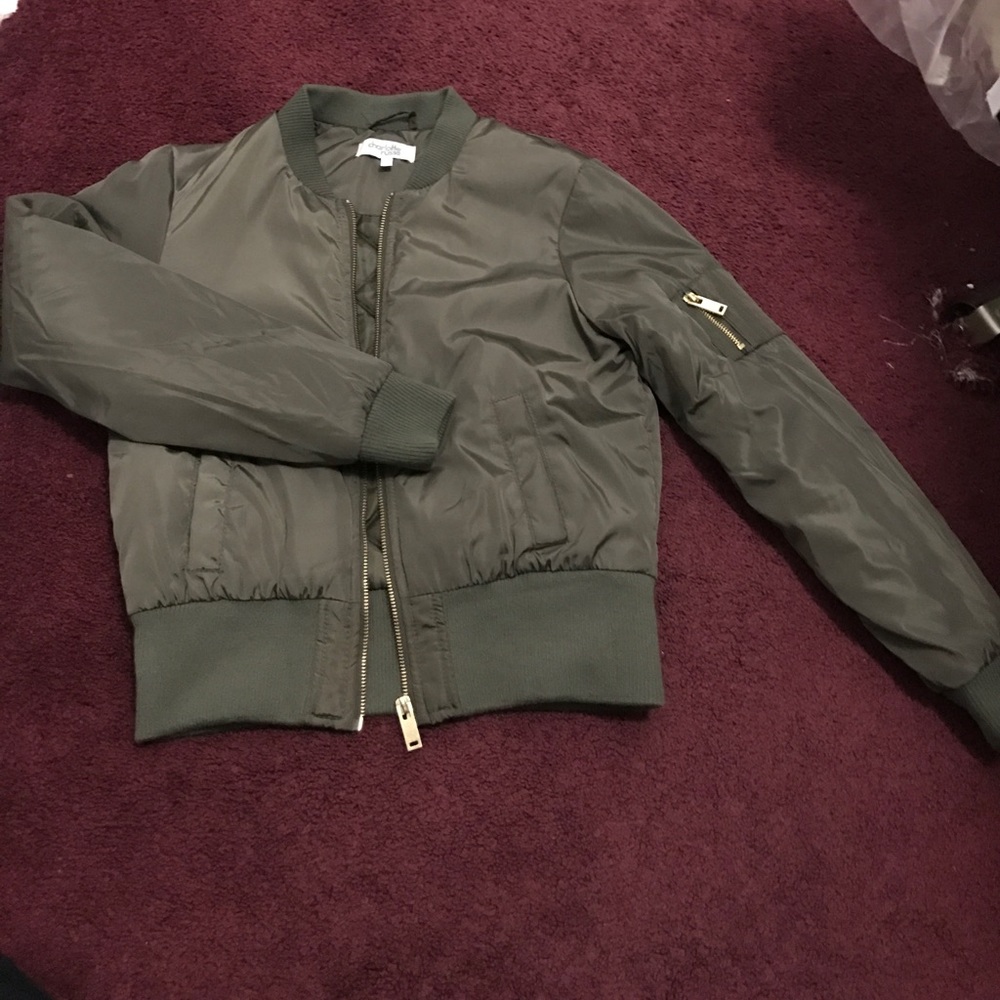 Charlotte Russe olive green padded bomber jacket