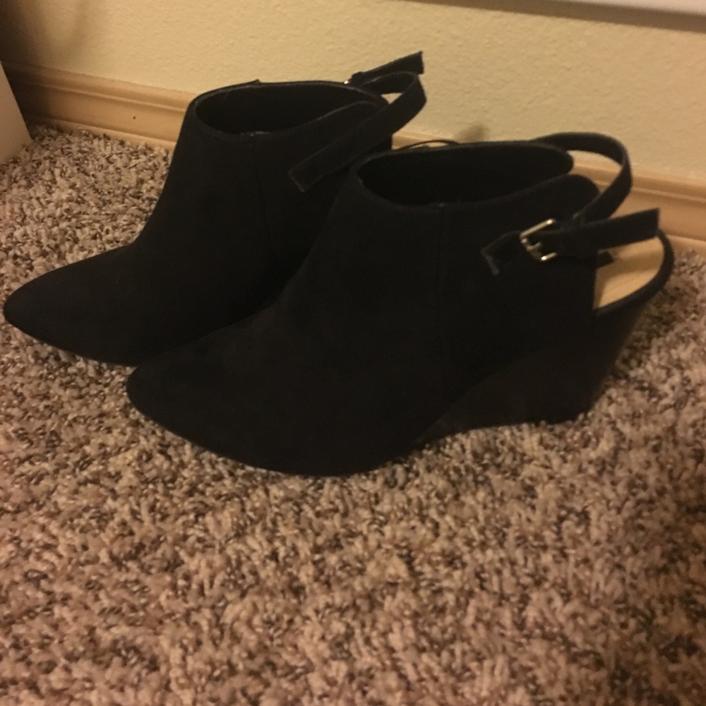 Black suede ankle booties