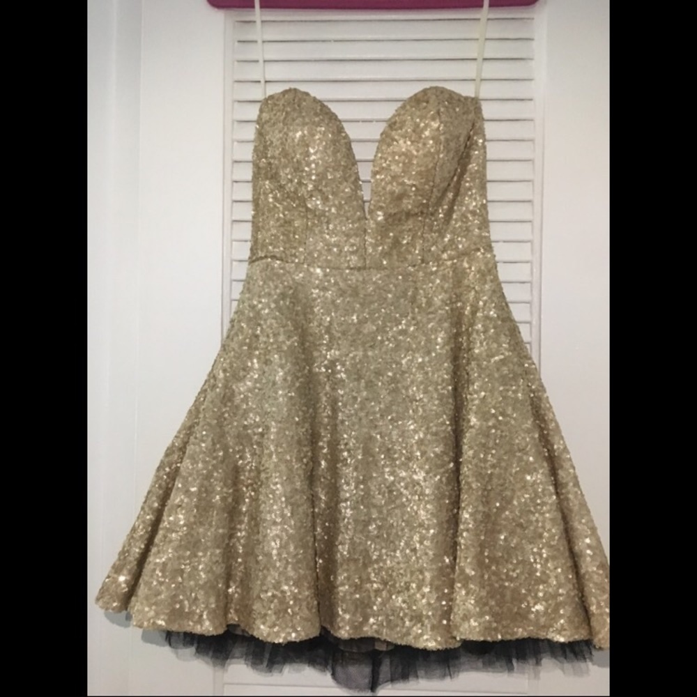 Abyss by Abby Rockstar Champagne Sequin Mini Dress