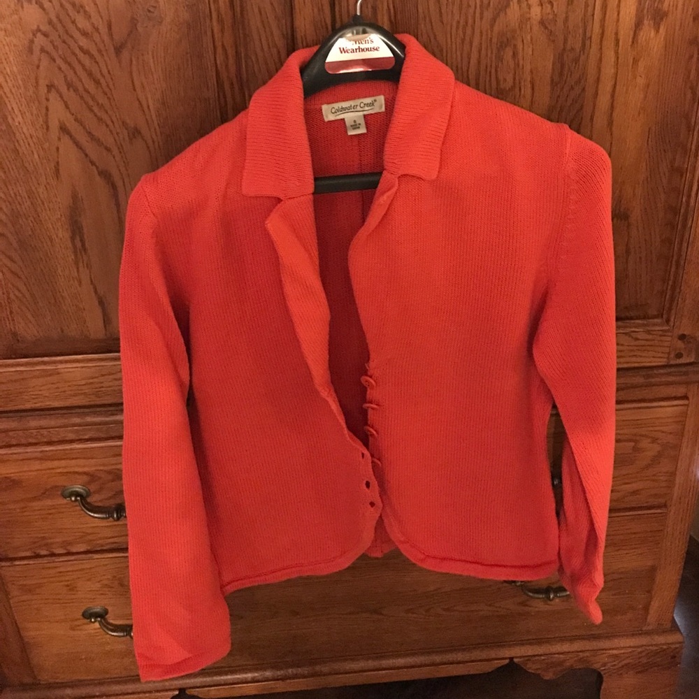 🌸 Coldwater Creek Orange Sweater button up. 🌸