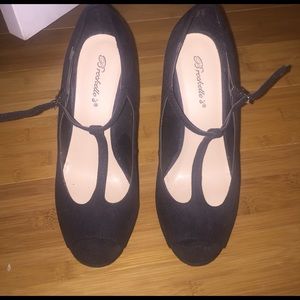 Black peep toe platform heels