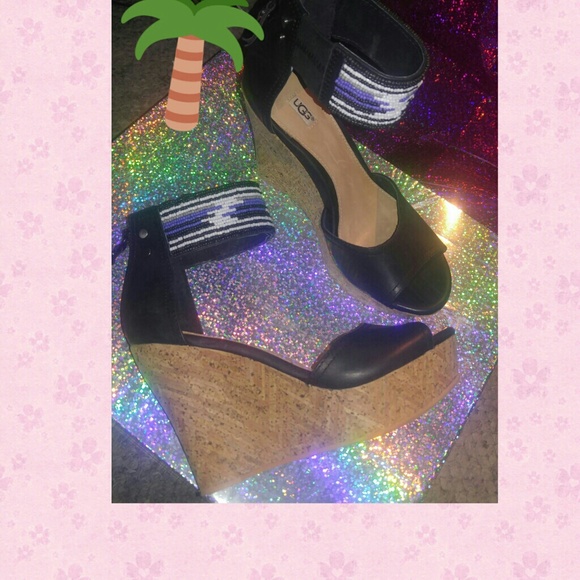 UGG Shoes - UGG Jacinda Serape Bead Leather Wedge Sandal