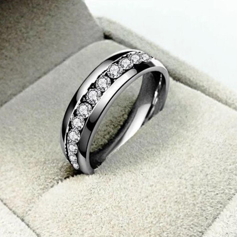 Silver CZ wedding band