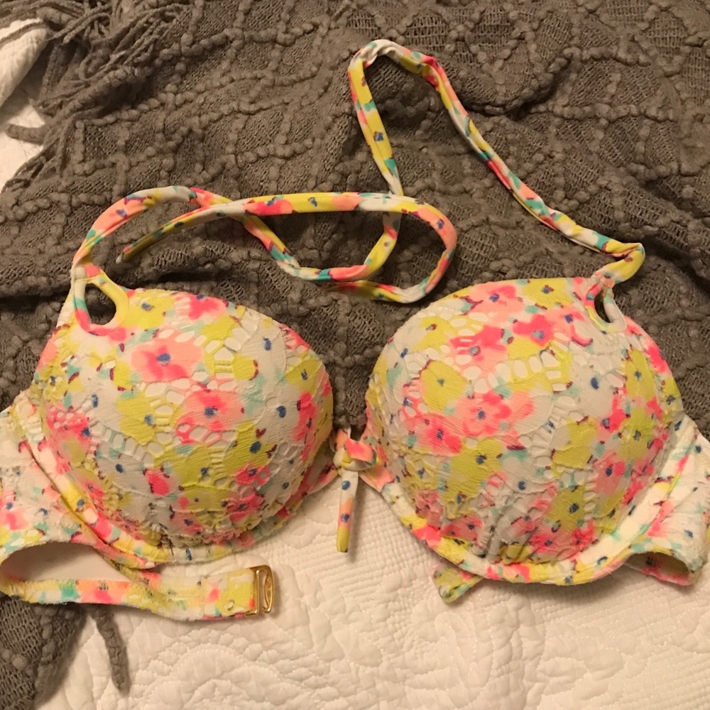 Floral Lace Bombshell Push-Up Bikini Top