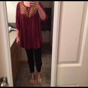 Gorgeous maroon with gold beads tunic