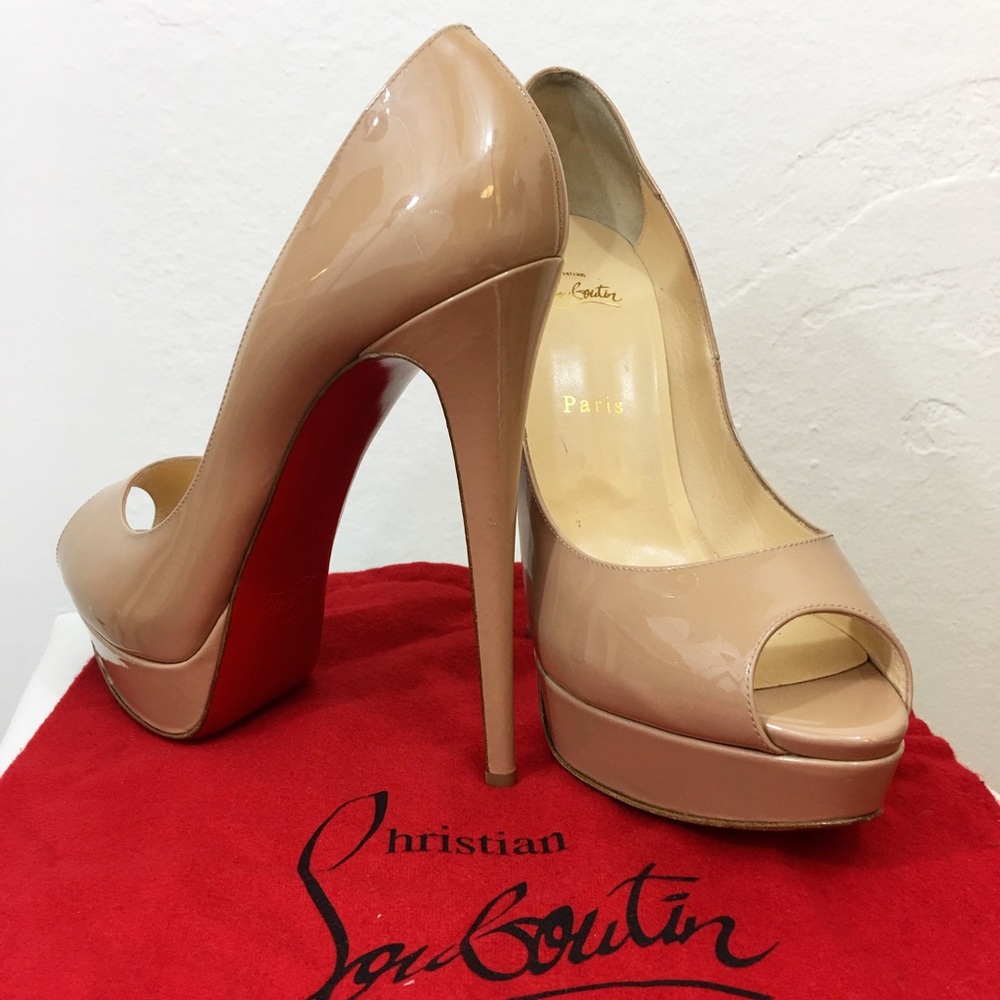 Christian Louboutin lady peep 150 nude pumps/heels