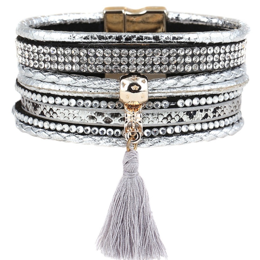 Crystal Tasseled Wrap Bracelet