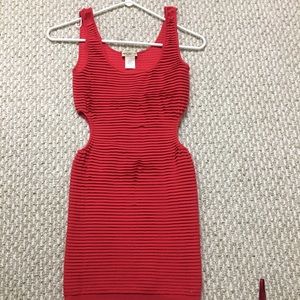 Arden B red cut out bandage mini dress