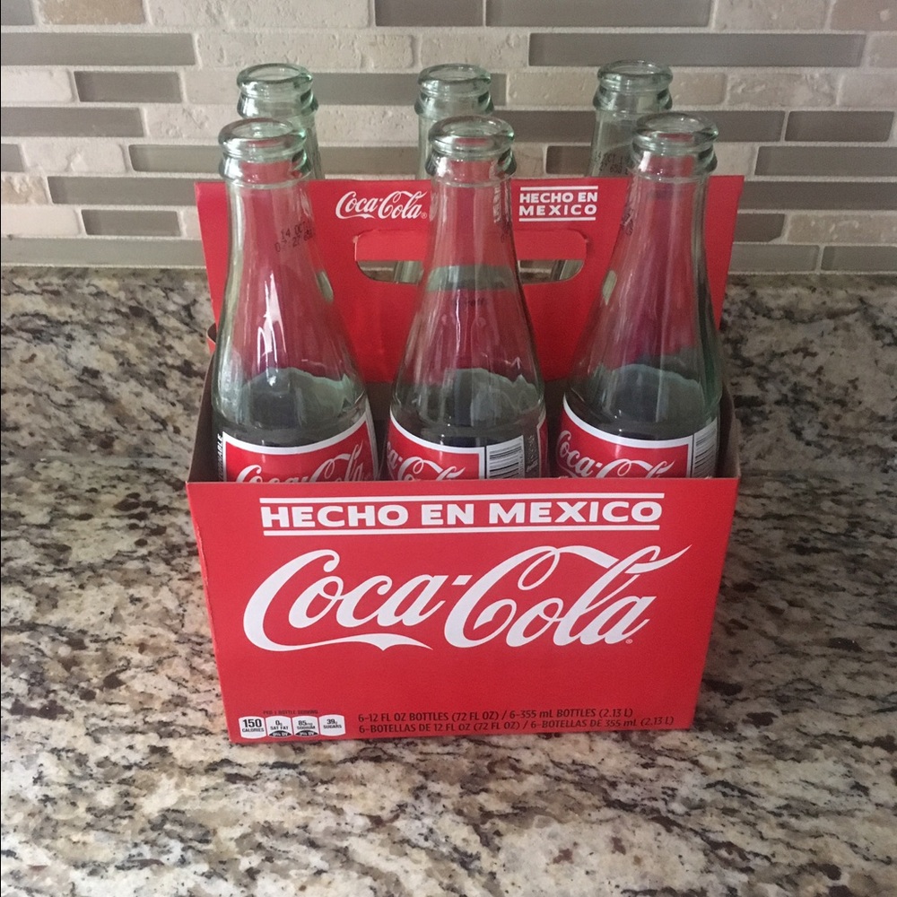 6 Empty Glass Mexican Coke Bottles