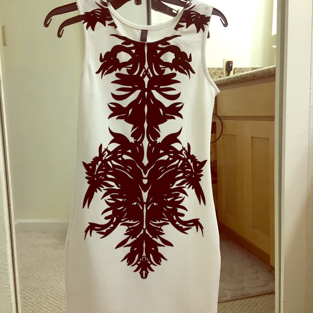 White dress with front black accent