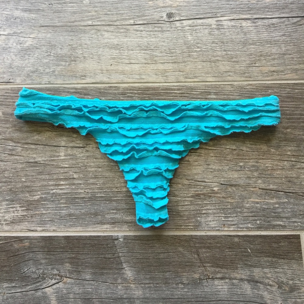 Blue Ruffled Bikini Bottom Size Small