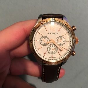 100% authentic leather Nautica men watch