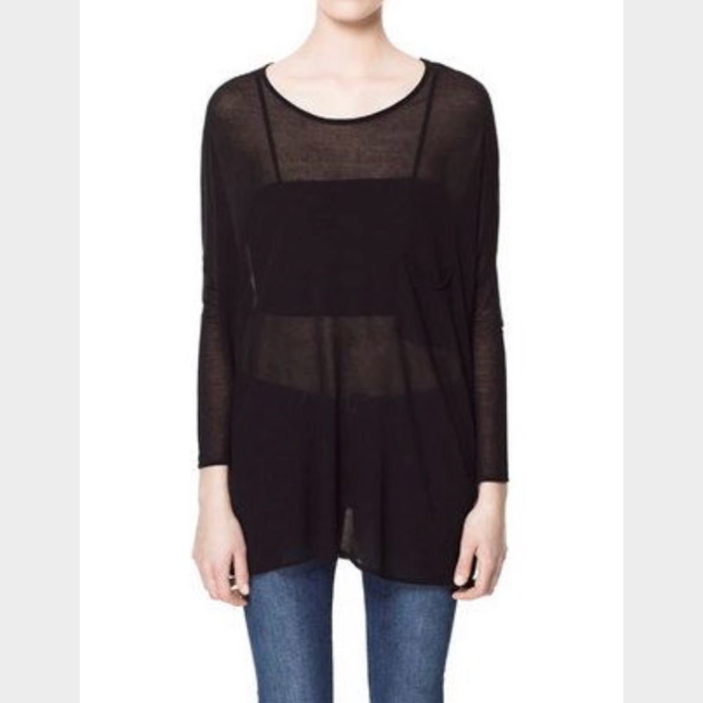 Zara black see through top