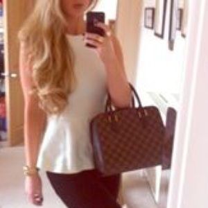 White Peplum Textured Top