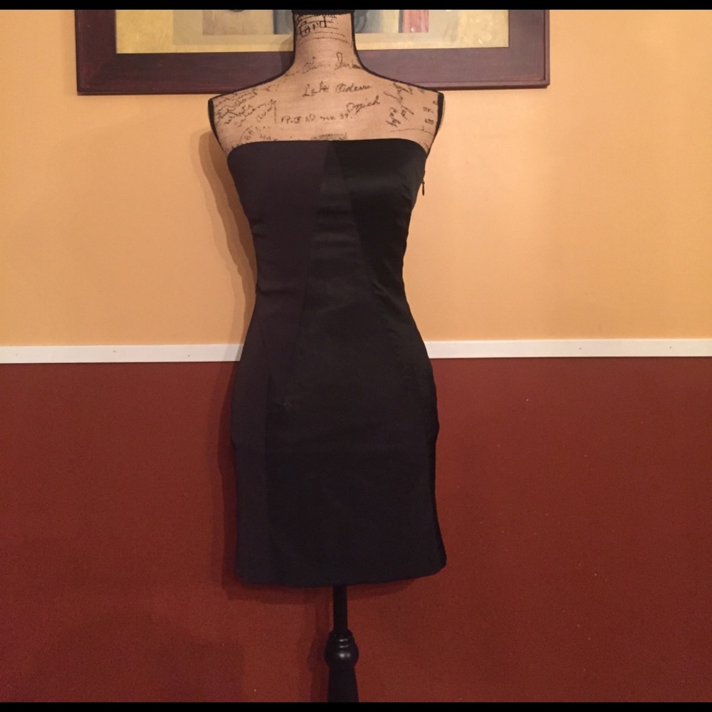 bebe strapless little black dress