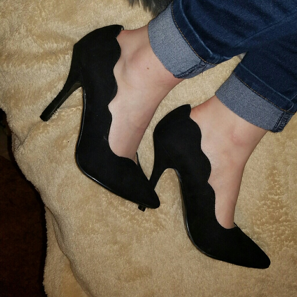 Black suade heels