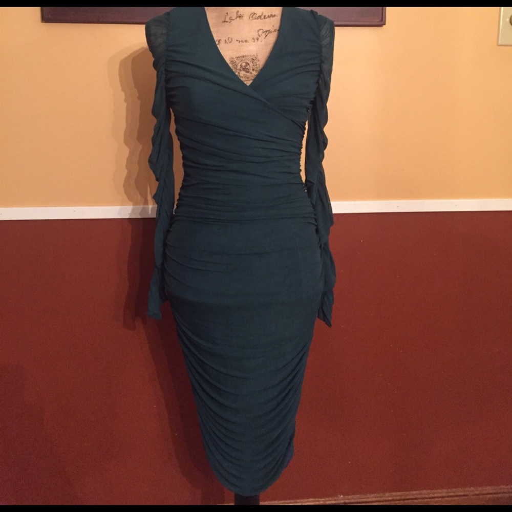 bebe emerald mesh dress