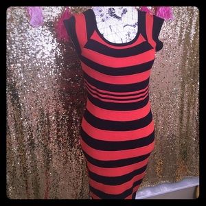 Beautiful orange and navy striped dress