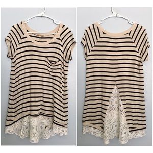 Bordeaux black cream striped lace tail hi-low