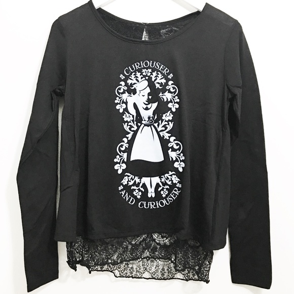 New Disney Alice in Wonderland Lace Back Top - Picture 2 of 4