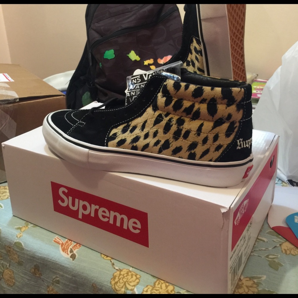 Vans Supreme Sk8-Mid Pro Cheetah Black Sz 10.5 NEW - Picture 2 of 3