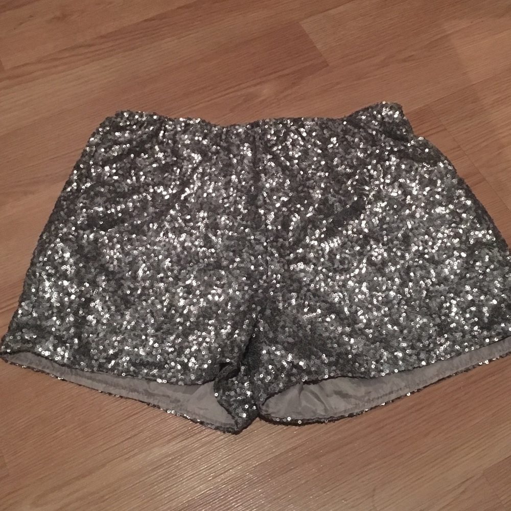 Silver sequin shorts