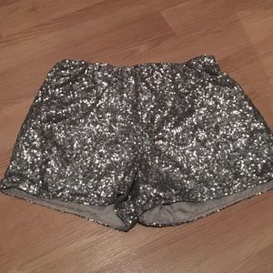 Silver sequin shorts