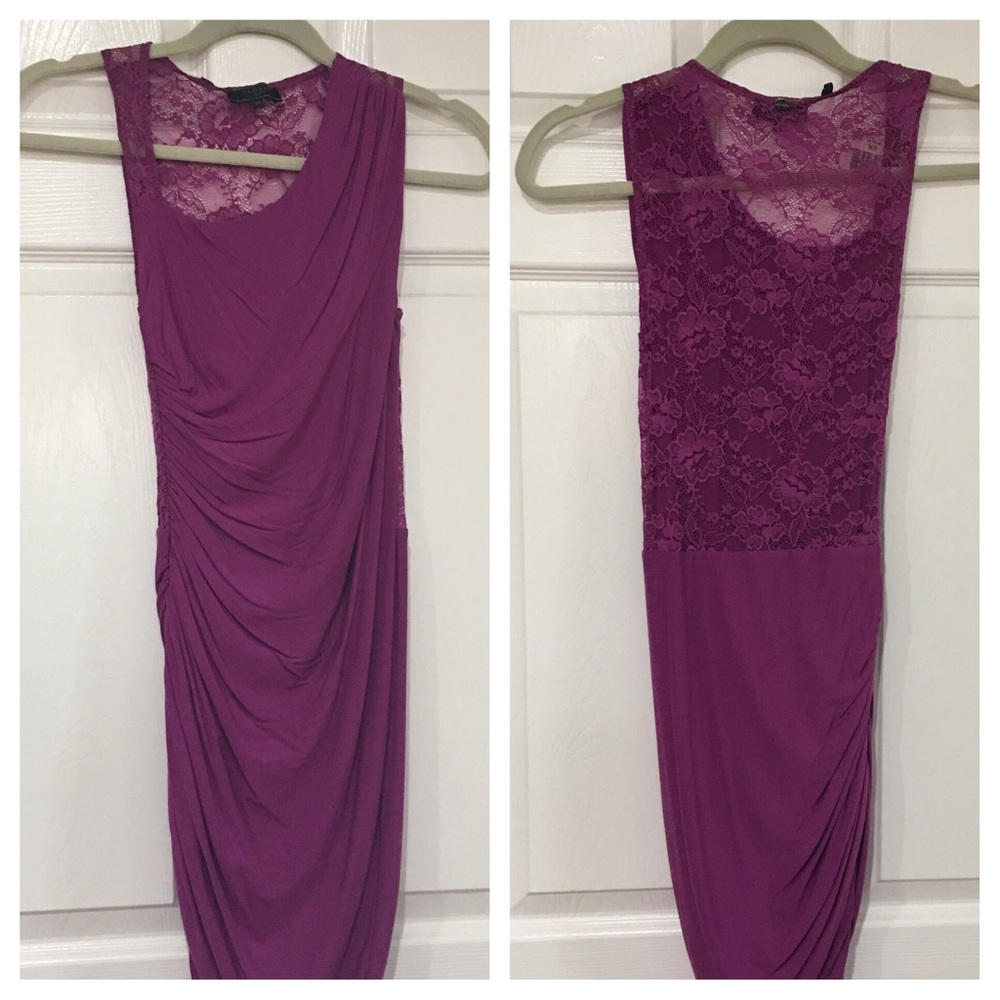 GUESS Purple Mini Lace Back Dress
