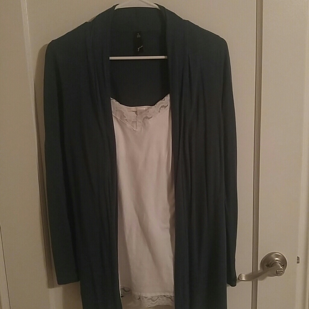 Long sleeve green cardigan w/ cami