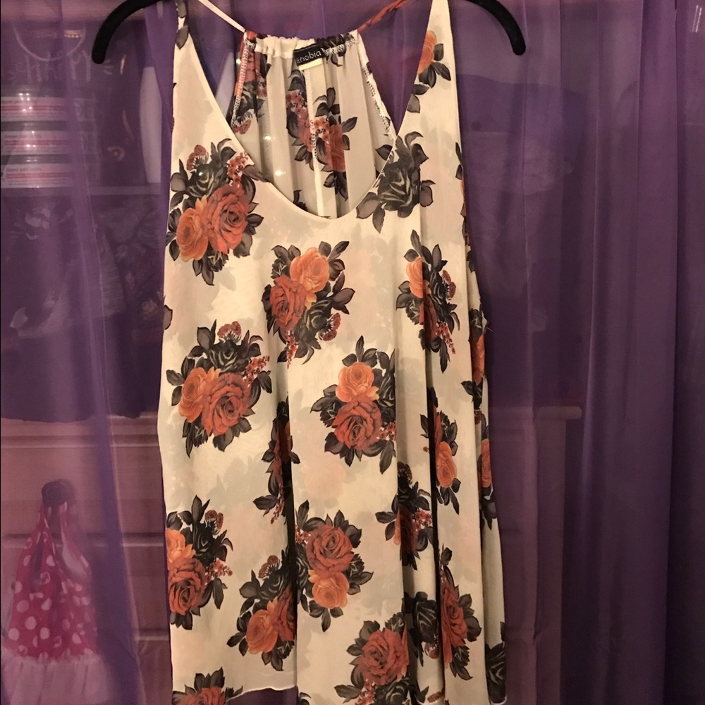 Sheer floral tank top