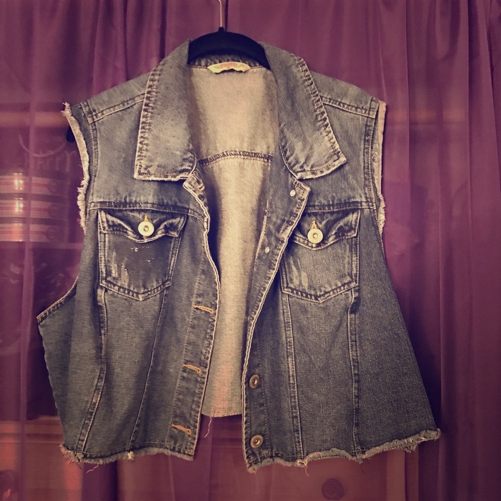 Plus size jean vest