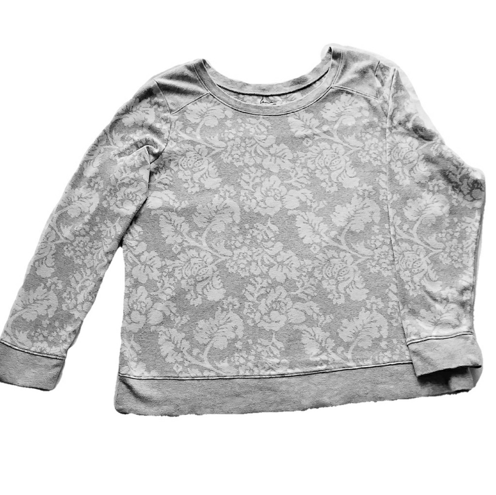 Lane Bryant Gray and White Damask Sweatshirt Grey