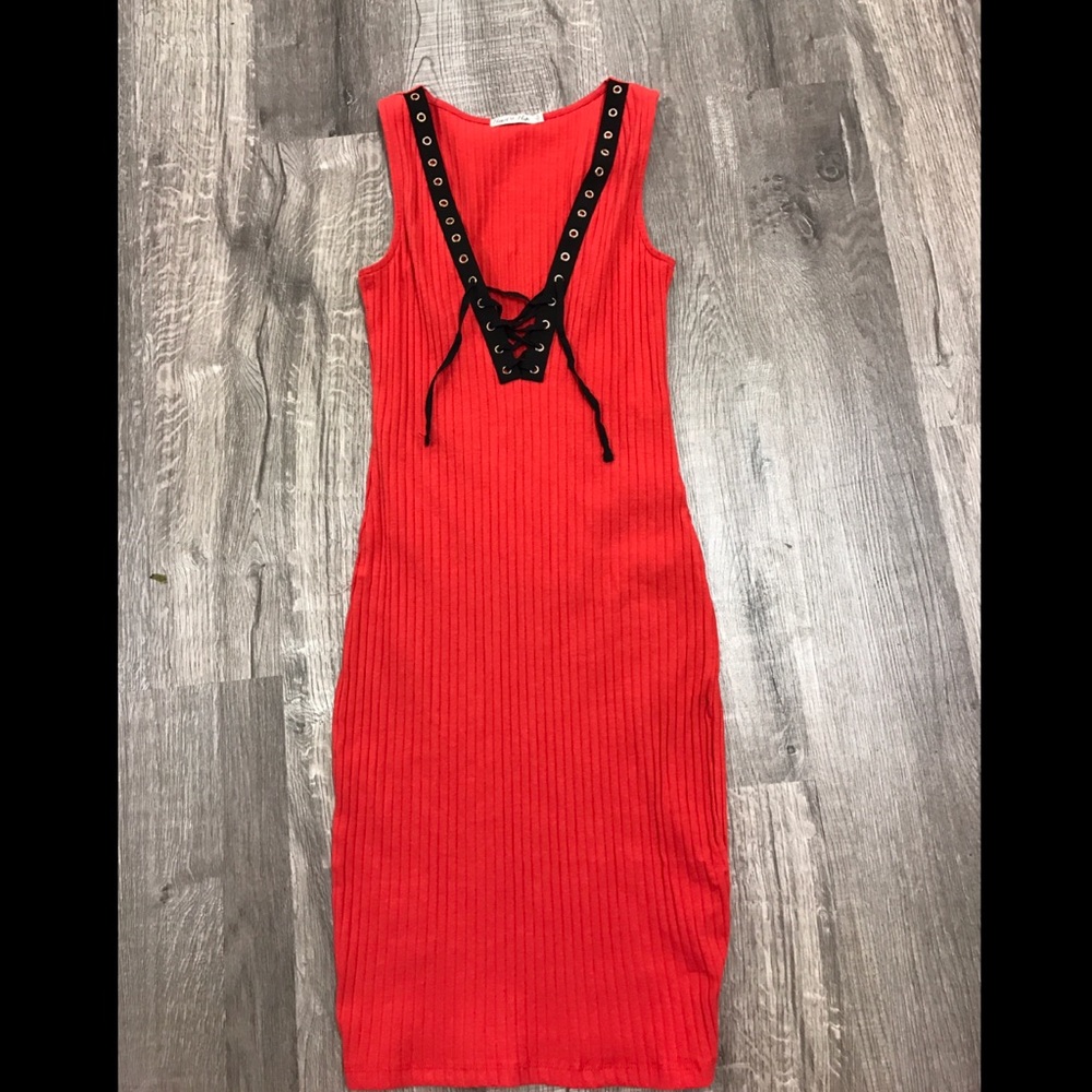 Red midi dress