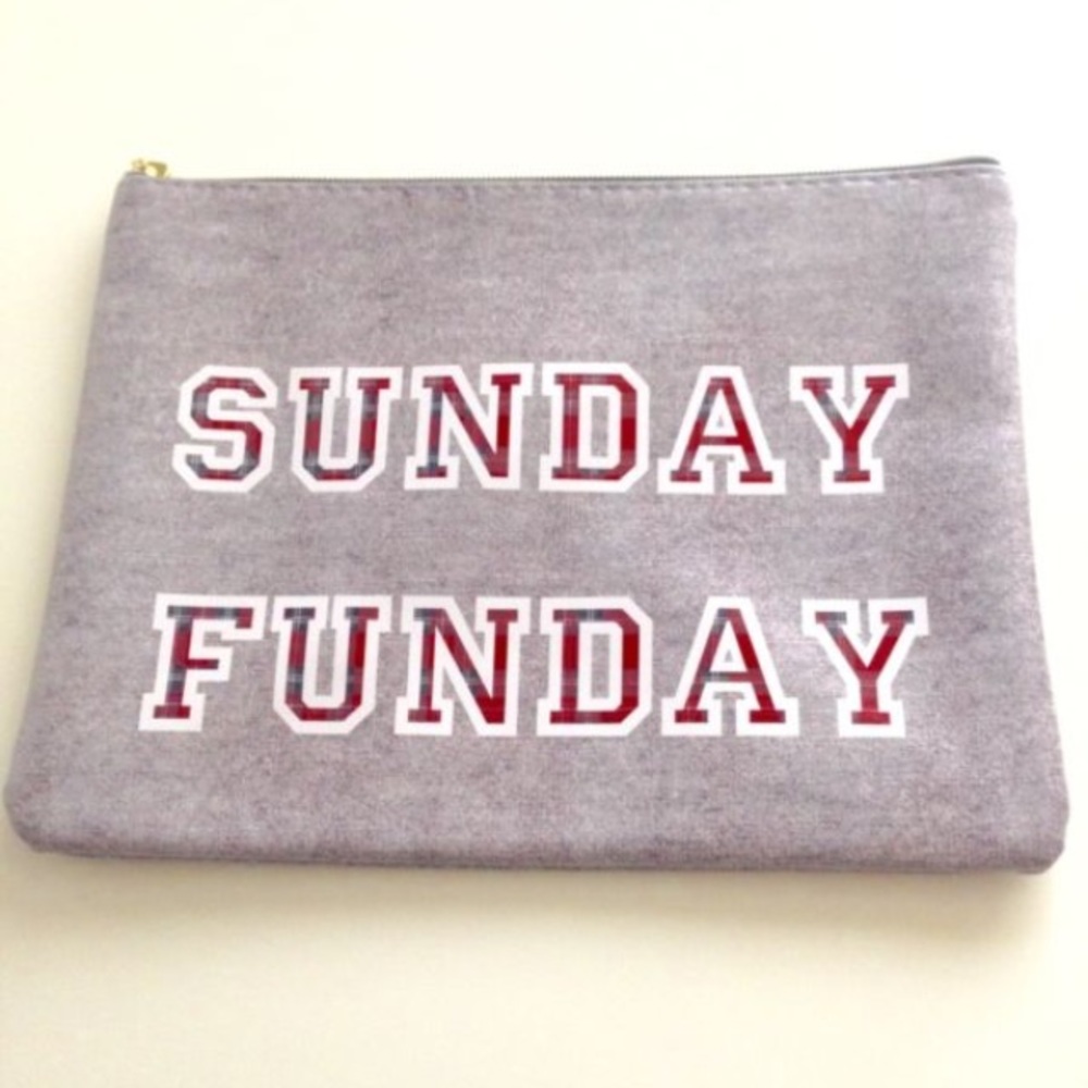 Women's Sunday Funday large gray zipper pouch-FLAW