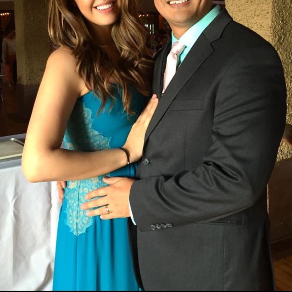 BCBG/Max Azria Teal floor length dress