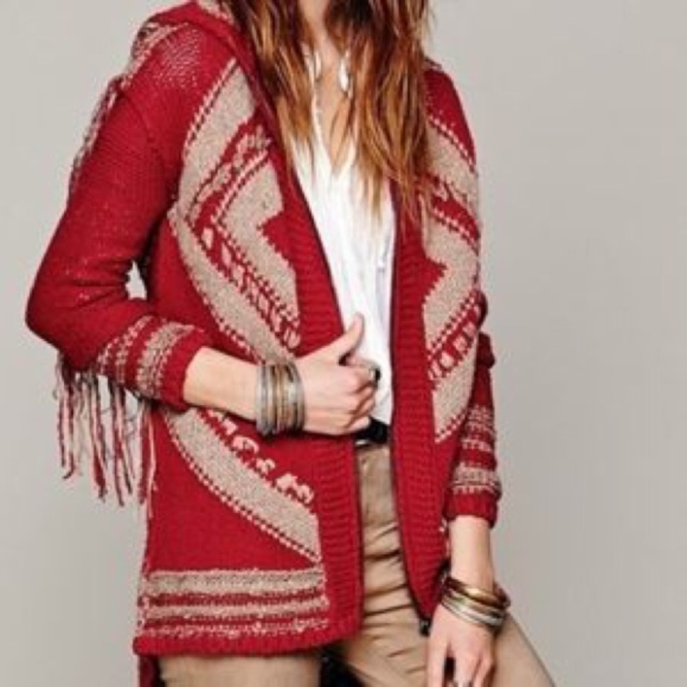 ❌SOLD❌Free People Fringe Zip Hooded Cardigan