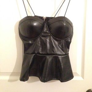 Forever 21 black leather peplum top 🖤
