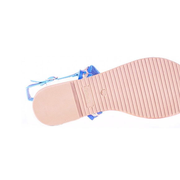 Women Blue Slingback Thong Flat Sandals S1939 - Picture 2 of 3