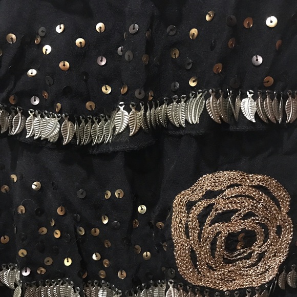 Ruffled Silk Marciano Tank w/ Sequin Detailing NWT - Picture 3 of 8