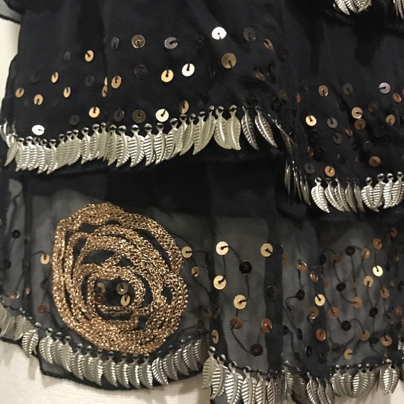 Ruffled Silk Marciano Tank w/ Sequin Detailing NWT - Picture 4 of 8